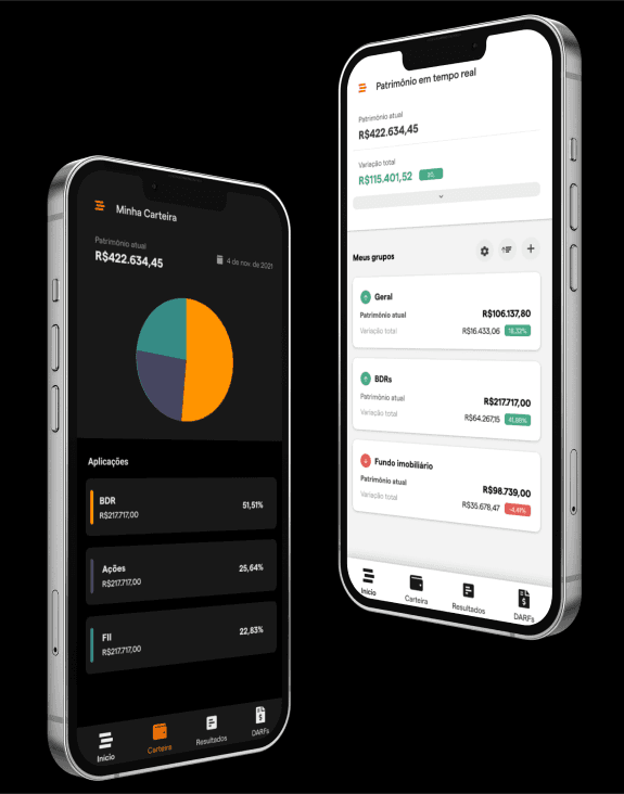 telas do aplicativo Mycapital Calculadora de Imposto de Renda para Investimentos em renda variável para download no Google Play ou App Store​​